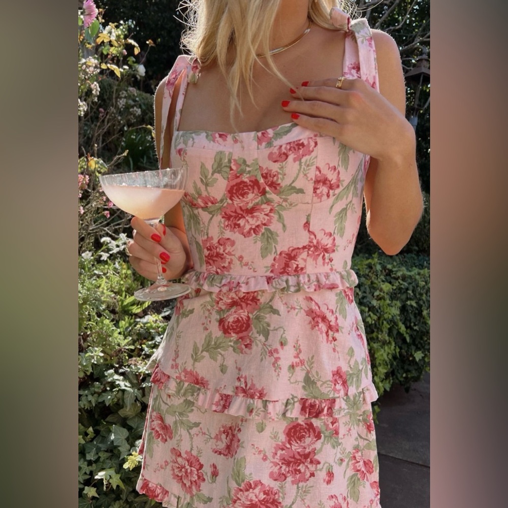 Show Me Your MuMu Pink and Green Floral Dress